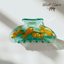 Load image into Gallery viewer, Velvet Claws Goldfish Hair Clip | School of Gold Fish | Claw Clip in Velvet Travel Bag