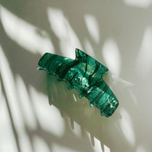 Load image into Gallery viewer, Velvet Claws Green Shadows Hair Claw | Claw Clip in Velvet Travel Bag