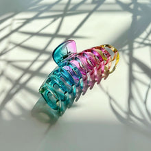 Load image into Gallery viewer, Velvet Claws Hair Claw | The Lobster in Glossy Translucent Rainbow | Claw Clip in Velvet Travel Bag