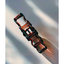 Load image into Gallery viewer, Velvet Claws Hair Clip | '80s Squiggle in Amber | Claw Clip in Velvet Travel Bag