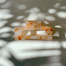 Load image into Gallery viewer, Velvet Claws Hair Clip | The Diana in Peach Confetti | Claw Clip in Velvet Travel Bag