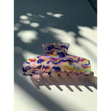 Load image into Gallery viewer, Velvet Claws Hair Clip | The Psychedelic in Purple Trip | Claw Clip in Velvet Travel Bag