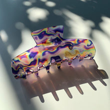 Load image into Gallery viewer, Velvet Claws Hair Clip | The Psychedelic in Purple Trip | Claw Clip in Velvet Travel Bag