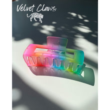 Load image into Gallery viewer, Velvet Claws Hair Clip | The Rainbow in Rectangular | Claw Clip in Velvet Travel Bag