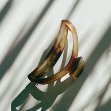 Load image into Gallery viewer, Velvet Claws Hollow Crescent in Marble Auburn Hair Claw | Claw Clip in Velvet Travel Bag