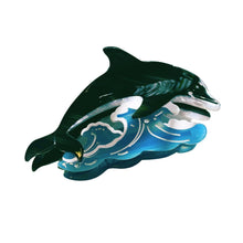 Load image into Gallery viewer, Velvet Claws Killer Whale Orca Hair Claw | Claw Clip in Velvet Travel Bag