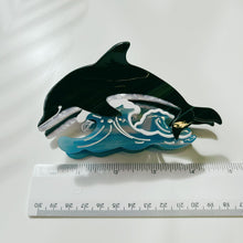 Load image into Gallery viewer, Velvet Claws Killer Whale Orca Hair Claw | Claw Clip in Velvet Travel Bag