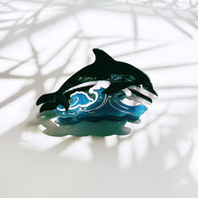 Load image into Gallery viewer, Velvet Claws Killer Whale Orca Hair Claw | Claw Clip in Velvet Travel Bag