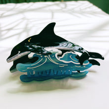 Load image into Gallery viewer, Velvet Claws Killer Whale Orca Hair Claw | Claw Clip in Velvet Travel Bag