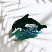 Load image into Gallery viewer, Velvet Claws Killer Whale Orca Hair Claw | Claw Clip in Velvet Travel Bag