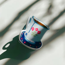 Load image into Gallery viewer, Velvet Claws Mini Blue Tea Cup with Pink Flowers Hair Claw | Claw Clip
