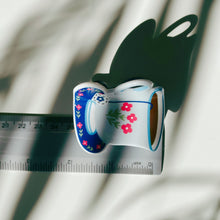 Load image into Gallery viewer, Velvet Claws Mini Blue Tea Cup with Pink Flowers Hair Claw | Claw Clip