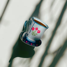 Load image into Gallery viewer, Velvet Claws Mini Blue Tea Cup with Pink Flowers Hair Claw | Claw Clip