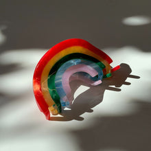 Load image into Gallery viewer, Velvet Claws Mini Hair Clip | Curvy Rainbow | Claw Clip in Velvet Travel Bag