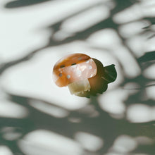 Load image into Gallery viewer, Velvet Claws Mini Mushroom Hair Clip in Pink | Claw Clip in Velvet Travel Bag