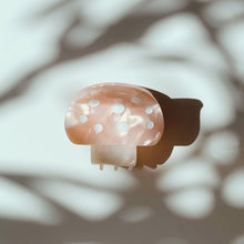 Load image into Gallery viewer, Velvet Claws Mini Mushroom Hair Clip in Pink | Claw Clip in Velvet Travel Bag