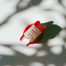 Load image into Gallery viewer, Velvet Claws Mini Mushroom Hair Clip in Red | Claw Clip in Velvet Travel Bag