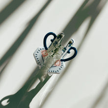 Load image into Gallery viewer, Velvet Claws Mini White Tea Cup with Blue Flowers Hair Claw | Claw Clip