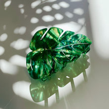 Load image into Gallery viewer, Velvet Claws Monstera Leaf Hair Claw | Claw Clip in Velvet Travel Bag