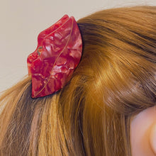 Load image into Gallery viewer, Velvet Claws Mysterious Smile Hair Claw | Red Lips Claw Clip in Velvet Travel Bag
