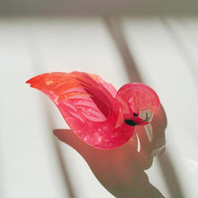 Load image into Gallery viewer, Velvet Claws Pink Flamingo Hair Clip | Claw Clip in Velvet Travel Bag