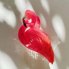 Load image into Gallery viewer, Velvet Claws Pink Flamingo Hair Clip | Claw Clip in Velvet Travel Bag