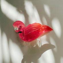 Load image into Gallery viewer, Velvet Claws Pink Flamingo Hair Clip | Claw Clip in Velvet Travel Bag