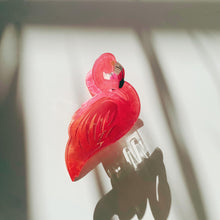 Load image into Gallery viewer, Velvet Claws Pink Flamingo Hair Clip | Claw Clip in Velvet Travel Bag