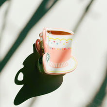 Load image into Gallery viewer, Velvet Claws Pink Tea Cup with Heart Hair Claw | Claw Clip