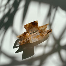 Load image into Gallery viewer, Velvet Claws Rectangular Mini Claw in Iced Latté | Claw Clip in Velvet Travel Bag