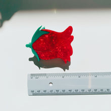 Load image into Gallery viewer, Velvet Claws Small Hair Clip | Red Rosebud | Claw Clip in Velvet Travel Bag