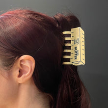 Load image into Gallery viewer, Velvet Claws Stick of Salted Butter Hair Claw | Yellow Claw Clip in Velvet Travel Bag