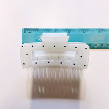 Load image into Gallery viewer, Velvet Claws Uptown Lady in White Dot Hair Clip | Claw Clip in Velvet Travel Bag