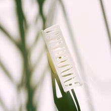 Load image into Gallery viewer, Velvet Claws Uptown Lady in White Dot Hair Clip | Claw Clip in Velvet Travel Bag