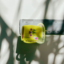 Load image into Gallery viewer, Velvet Claws Yellow Tea Cup with Flowers Hair Claw | Claw Clip