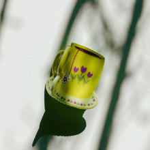 Load image into Gallery viewer, Velvet Claws Yellow Tea Cup with Flowers Hair Claw | Claw Clip