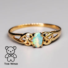 Load image into Gallery viewer, Vintage Inspired Australian Solid Opal Engagement Wedding Ring 14K Gold