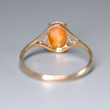 Load image into Gallery viewer, Vintage Inspired Egg Fire Opal Engagement Ring 14K Yellow Gold