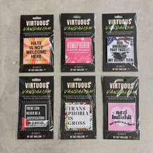 Load image into Gallery viewer, Virtuous Vandalism “There Can Never Be a Justification for Genocide” Sticky Notes 3" x 3" Pack of 50 | Combat and Cover Offensive Public Messages with Adhesive Protest Notes