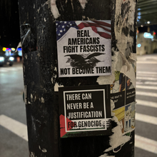 Load image into Gallery viewer, Virtuous Vandalism “There Can Never Be a Justification for Genocide” Sticky Notes 3" x 3" Pack of 50 | Combat and Cover Offensive Public Messages with Adhesive Protest Notes