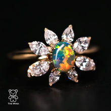 Load image into Gallery viewer, La Angel - B5 Vivid Black Opal Marquise Diamond Engagement Ring 18K Yellow Gold