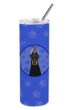 Load image into Gallery viewer, Doberman Pinscher Black and Rust Cropped Ears  Stainless Steel 20 oz Skinny Tumbler