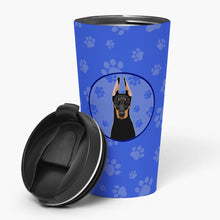 Load image into Gallery viewer, Doberman Pinscher Black and Rust Cropped Ears  Stainless Steel 16 oz  Tumbler