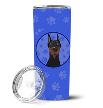 Load image into Gallery viewer, Doberman Pinscher Black Cropped Ears  Stainless Steel 20 oz Skinny Tumbler
