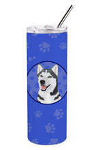 Load image into Gallery viewer, Siberian Husky Silver and White #1  Stainless Steel 20 oz Skinny Tumbler
