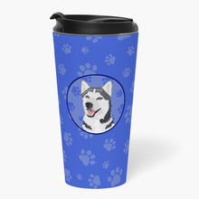 Load image into Gallery viewer, Siberian Husky Silver and White #1  Stainless Steel 16 oz  Tumbler