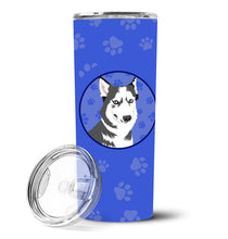 Load image into Gallery viewer, Siberian Husky Silver and White #2  Stainless Steel 20 oz Skinny Tumbler