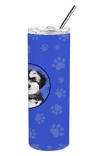 Load image into Gallery viewer, Shih-Tzu Black and White #2  Stainless Steel 20 oz Skinny Tumbler