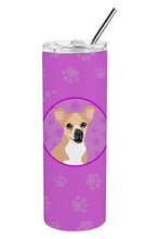 Load image into Gallery viewer, Chihuahua Gold and White Stainless Steel 20 oz Skinny Tumbler