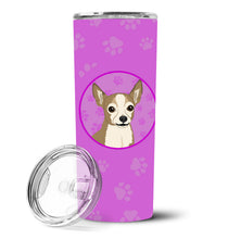 Load image into Gallery viewer, Chihuahua Silver and Tan Stainless Steel 20 oz Skinny Tumbler